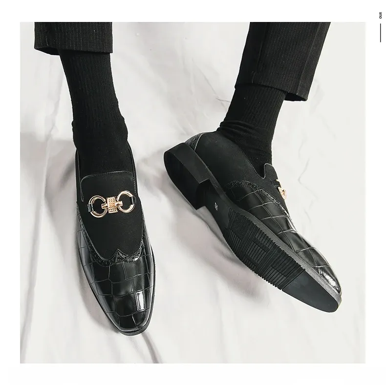 Large size buckle leather shoes for men business