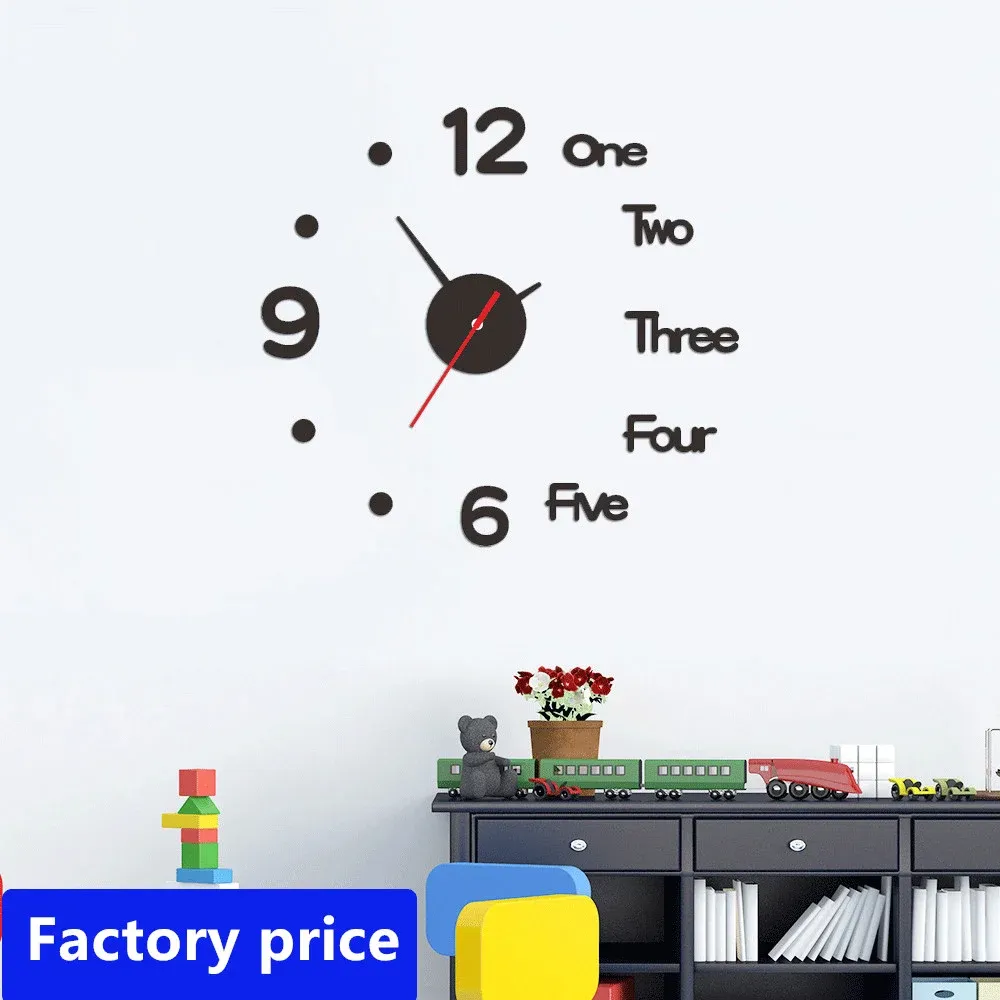 Creative acrylic 3D wall clock diy clock mute wall sticker clock kikuu hot product