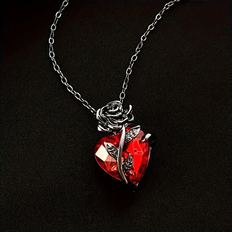 Rose Flower Pendent Necklace For Men, Gothic Style Clavicle Chain, father's day gift