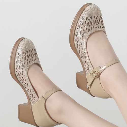 Genuine leather hollow mesh cape sandals f