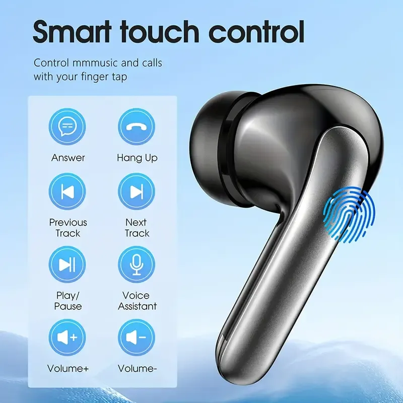 Wireless Earbuds, Bluetooth 5.3 Earbuds, 13MM Speaker, Ultra-Long Playback Time, Type-C Fast Charging Case, Stereo Bluetooth In-Ear Headphones, Suitable for iPhone and Android, Gaming Business Sports Earbuds with Mic. With Digital Power Display