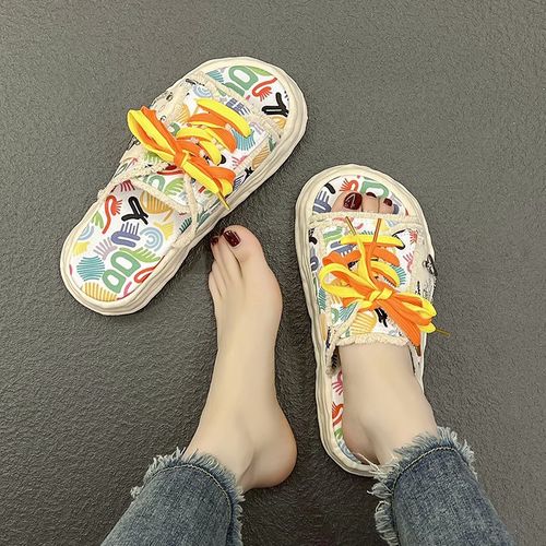 Soft Sole Women's Platform Slides, Stylish Lace Up Peep Toe Contrast Color Casual Summer Outdoor Slide Sandals