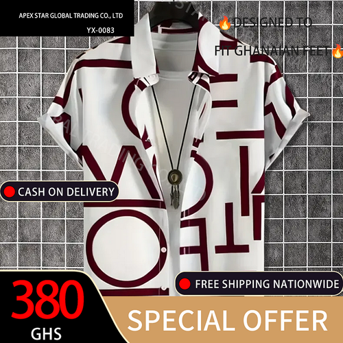 Designed Letter Pattern Men's Fashionable And Simple Short Sleeve Button Casual Lapel Shirt, Trendy And Versatile, Suitable For Summer Dates, Beach Holiday, As Gifts, Men's Clothing