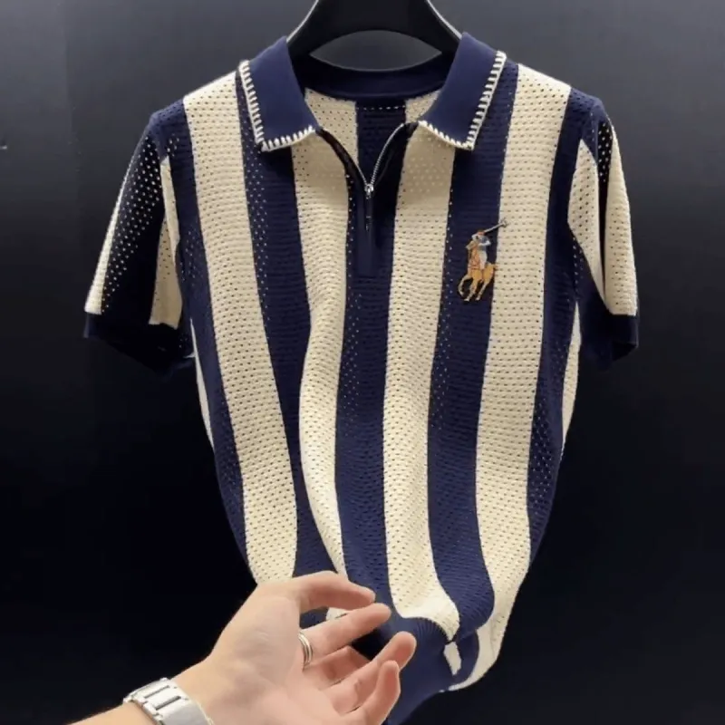 Shenxian New Style Collarless Short-Sleeved Casual Shirt - Stylish and Versatile Polo Shirt