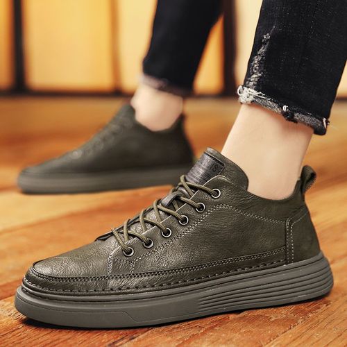 Men's Durable & Comfortable Skate Sneakers - Casual Streetwear, Lace-Up, Non-Slip PVC Sole for Fall Winter