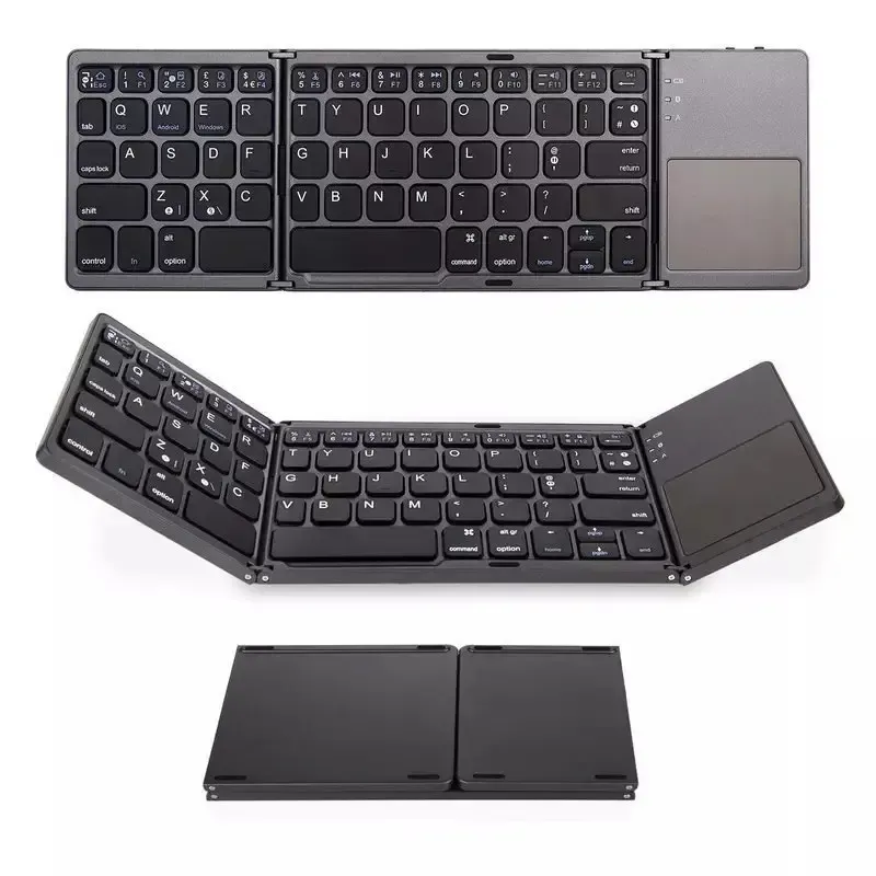 Bi-fold Three Fold Wireless Foldable Keyboard Computer Office Silent Ultra-thin Portable Keyboard Three Systems Universal