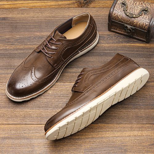 Comfy Vintage Wingtip Brogue Derby Shoes
