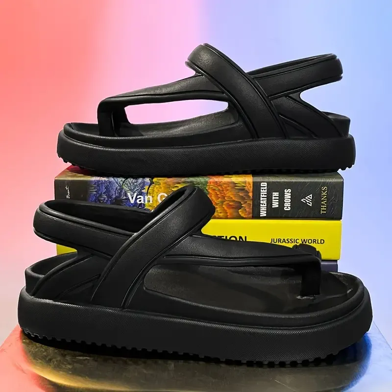 Men's Fashion Sandals - Thick, Soft Sole | Versatile Streetwear & Outdoor Sports | Solid Color, Simple Design | Perfect for Beach Vacations