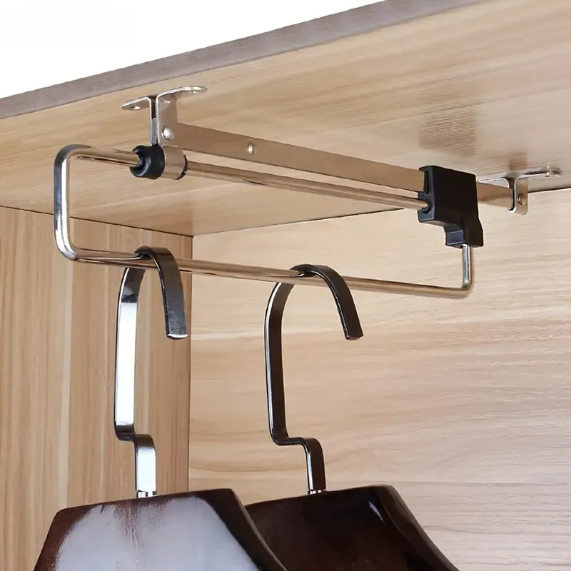 1 pc Space-Saving Telescopic Pants Hanger and 5 pcs pants support  - Durable Metal, Multi-Functional Organizer for Wardrobe & Closet - Perfect for Suits, Jackets, Tops & More, Drying Racks