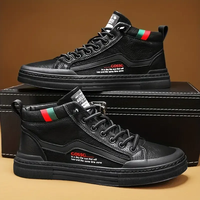 Men's Lace-up Sneakers, Skate Shoes With Good Grip, Easy To Clean High Top