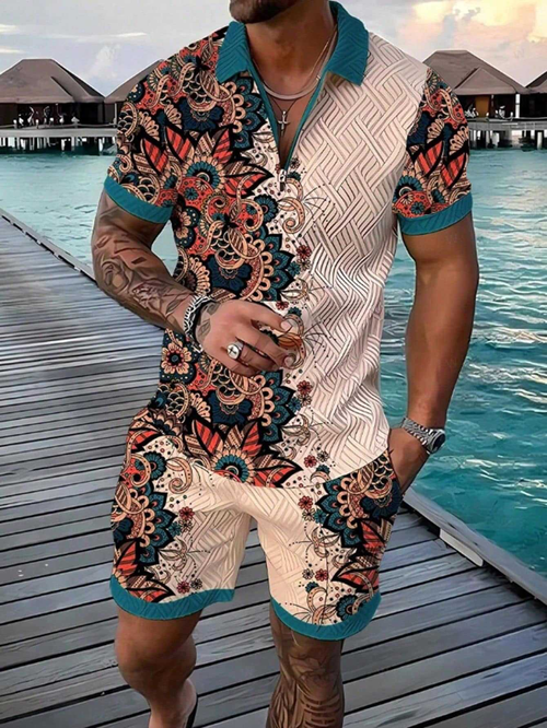 POLO shirt, short-sleeved shirt and shorts set