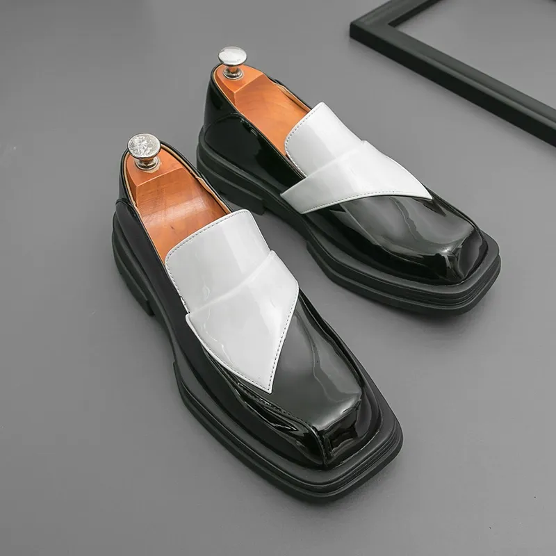 trendy thick-soled white casual leather shoes