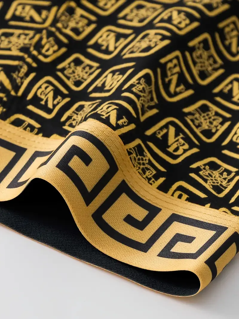 Luxury Black Golden Print Boxer Briefs