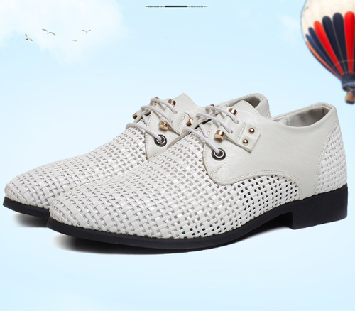 Men's leather shoes hollow summer busines