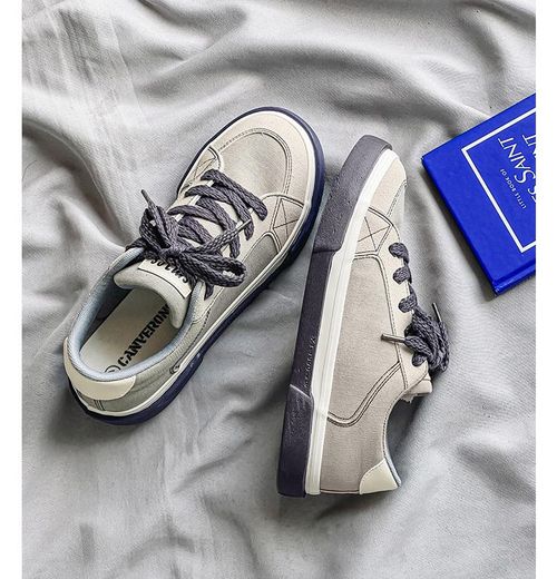 Men's trendy shoes, summer breathable canvas shoes, versatile flat sports and casual sneakers
