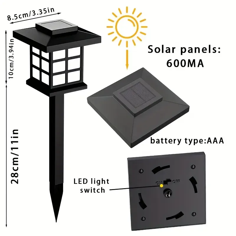 Solar Outdoor Lights, 600mA Solar Path Lights, 10 Hours Long-lasting LED Landscape Lighting Outdoor Solar Path Lights, Solar Garden