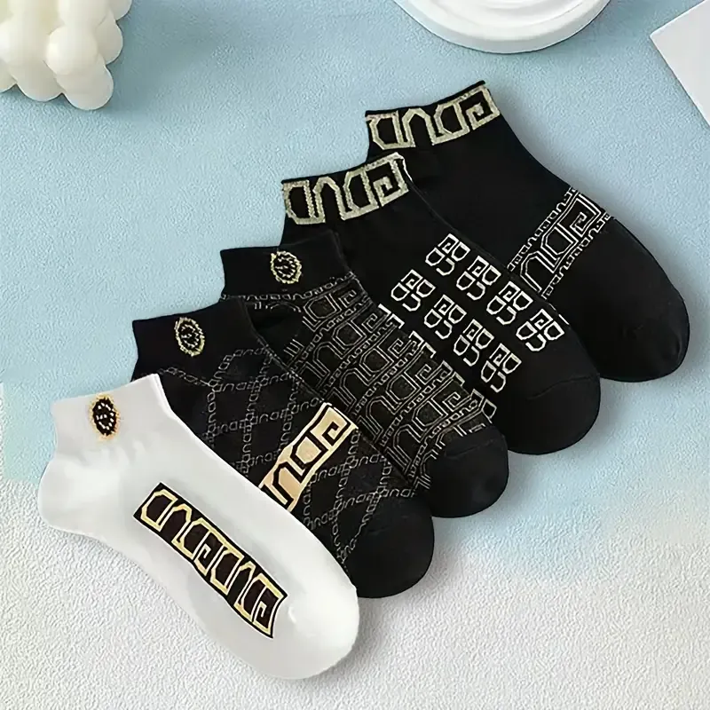 5 Pairs Of Men's Trendy Anti Odor No Show Socks, Comfy Breathable Soft & Elastic Socks For Men's Outdoor Activities