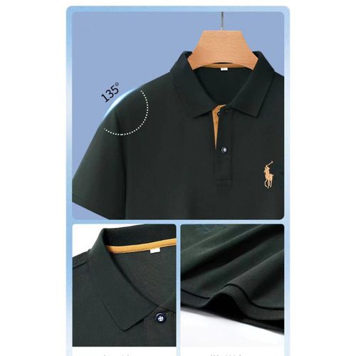Business short-sleeved shirt for men - summer American-style sportswear with embroidered collar and breathable short sleeves T-shirt