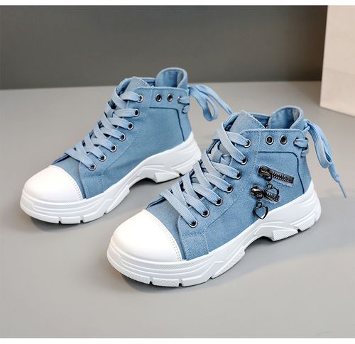 New canvas high top 2024 spring summer breathable soft sole thick-sole increase student women's casual shoes sports shoes