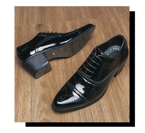 Pointed-toe high-heeled men's shoes British-style hairstylist's polished leather shoes Casual business formal footwear