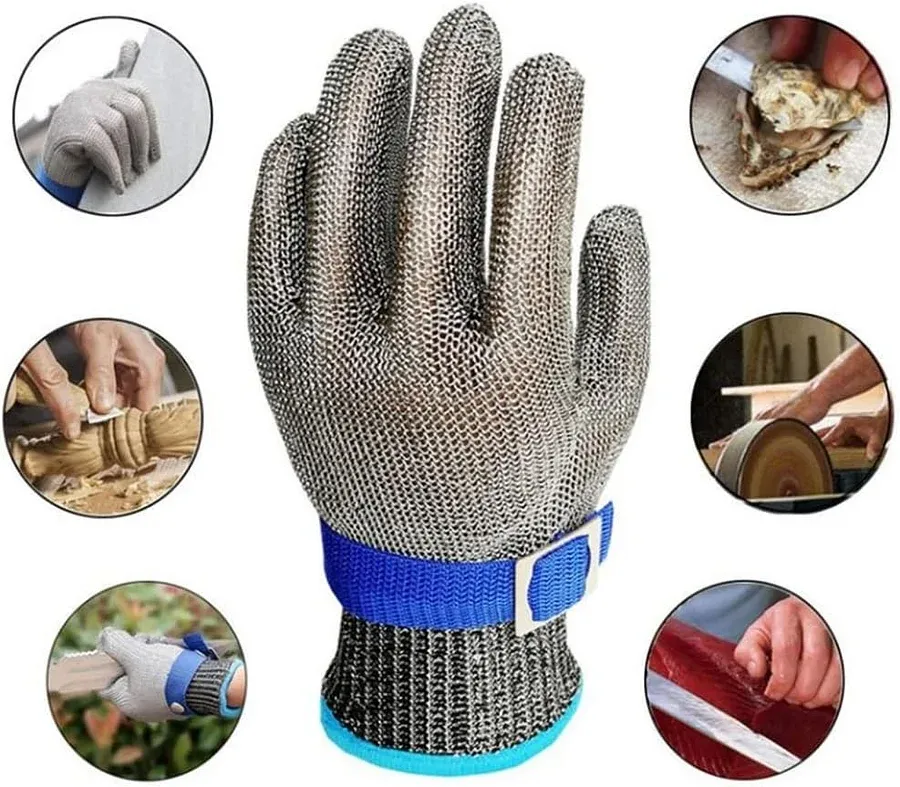 Level 9 Cut Resistant Glove-Stainless Steel Wire Metal Mesh Butcher Safety Work Glove for Meat Cutting, Fishing,Cooking
