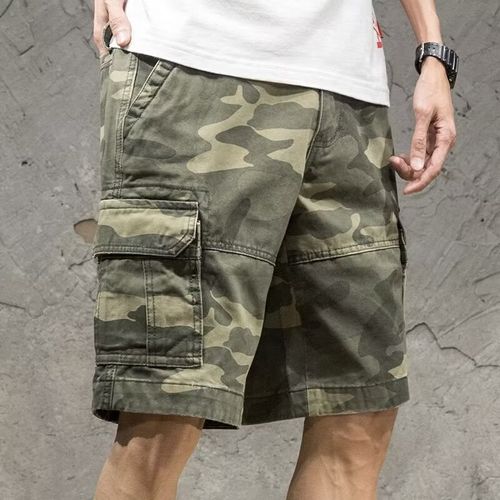 Camouflage cargo shorts, men's trendy brands, ins, trend, summer pants, loose five-point casual pants, men's