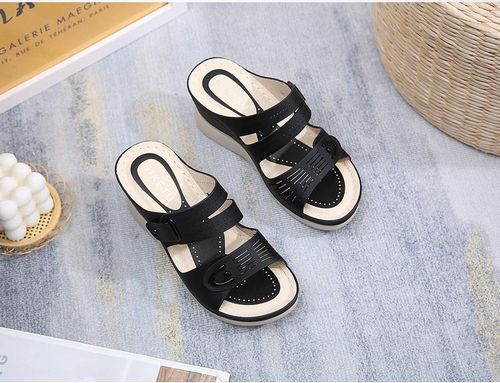 Summer new style fashionable casual wedge-style beach outerwear flip-flop women's shoes