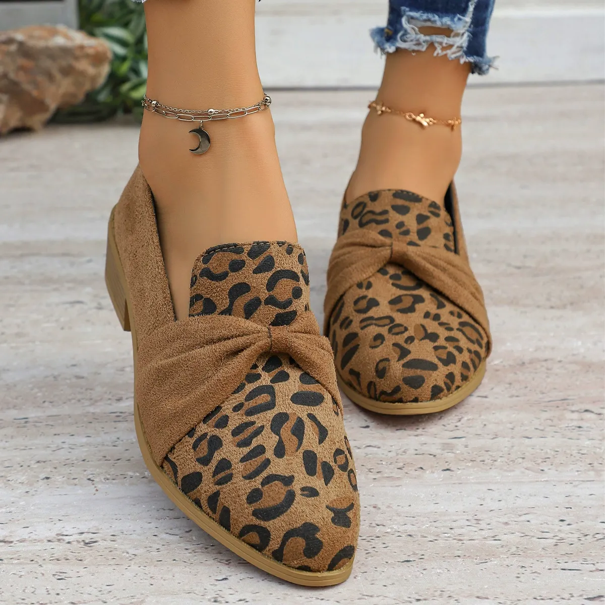 round toe mid-cut slip-on shoes for women