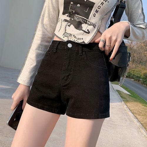 Women's Sexy Black Color Plain Denim Shorts