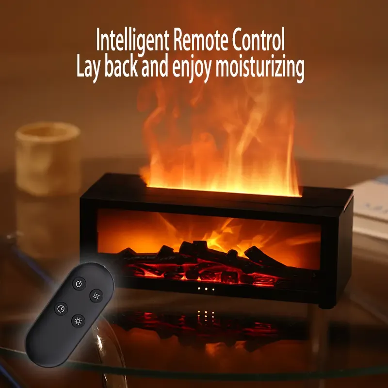 USB Powered Flame Fireplace Diffuser - 1pc Simulated Flame Aroma Humidifier for Bedroom, Home, Office - Long-Lasting Ambient Lighting, Innovative Ice and Fire Effect, Ideal Holiday and Christmas Gift