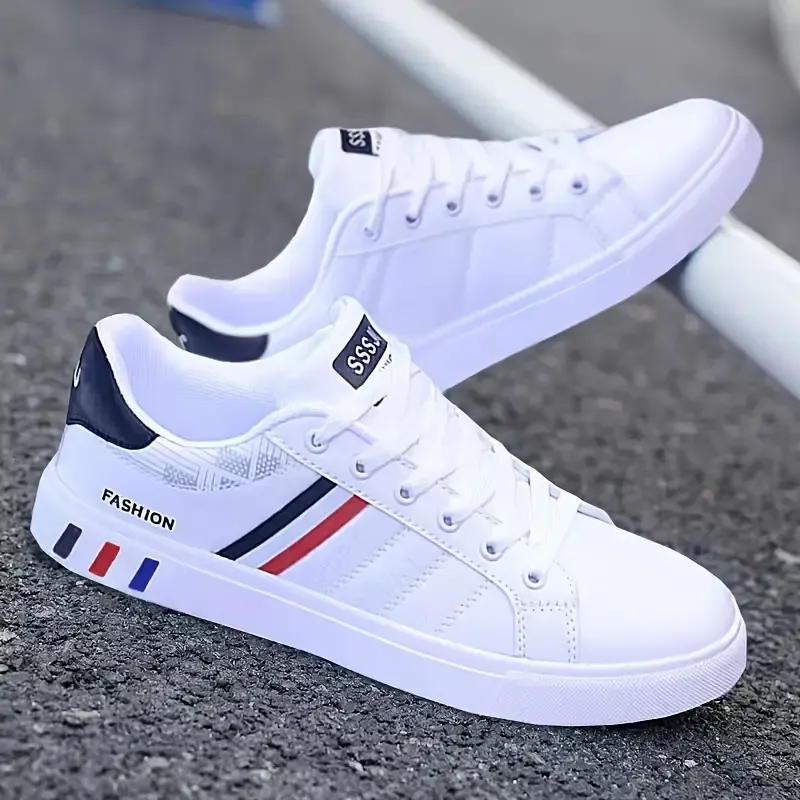 Men's Trendy Breathable White Shoes Outdoor Comfortable Walking Sneakers, Casual Shoes For Men, Men's Shoes, Spring And Autumn