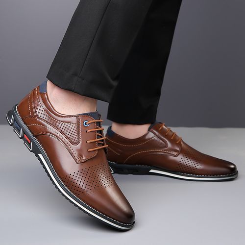 Plus Size Mens Vintage Solid Hue Formal Shoes