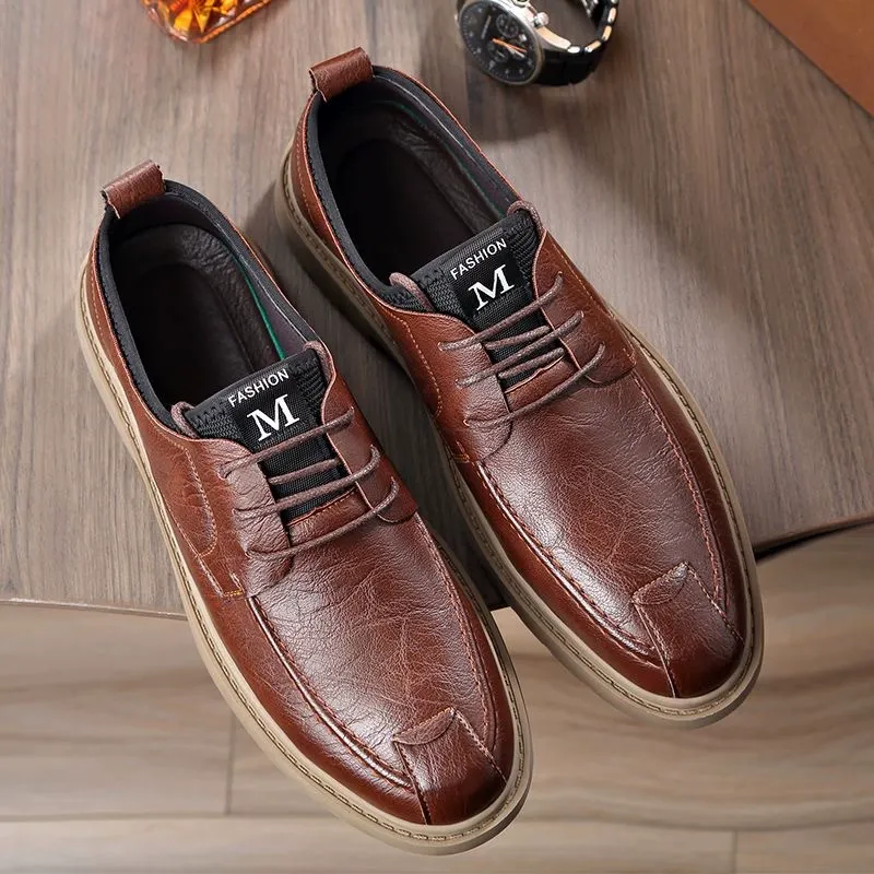 Men's leather shoes new business casual fashion slip-on soft leather shoes