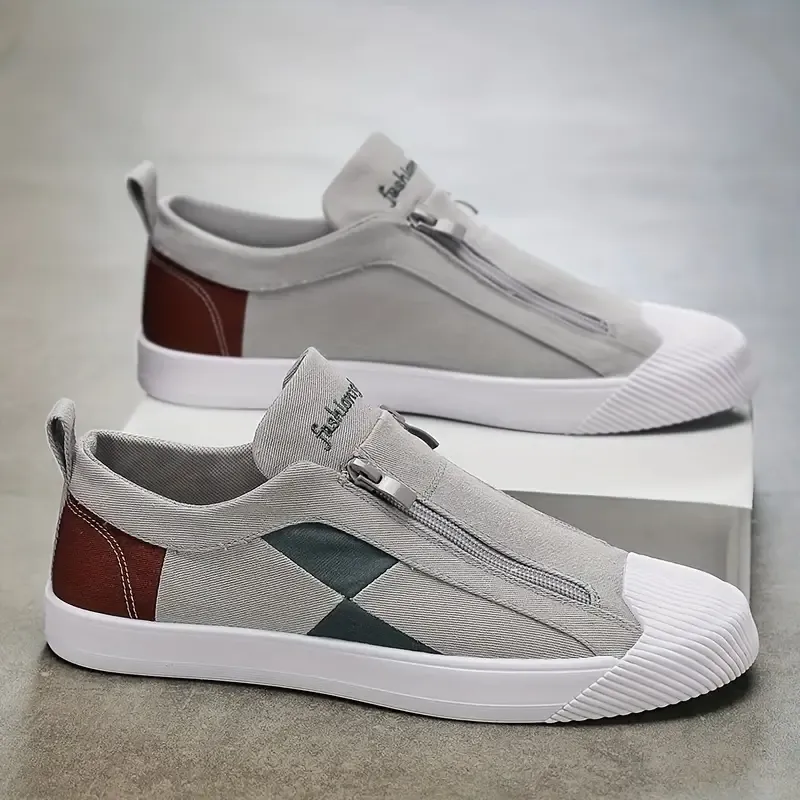 Men's Shoes With Good Grip, Zip-up Sneakers, Men's Footwear