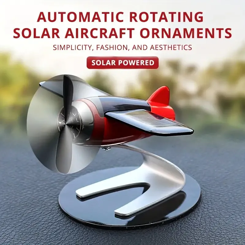 Solar-Powered Plastic Aircraft Dashboard Ornament - Car Interior Decoration for Men and Women, Creative Desktop Accessory for Car Enthusiasts, Ideal Easter Gift