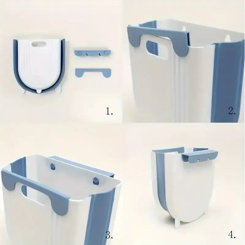 Space-Saving Foldable Trash Can with Cabinet Hook