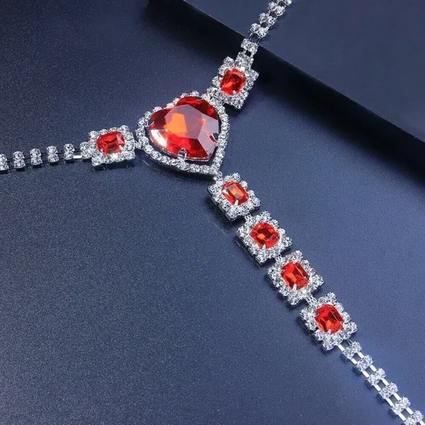 Perfect Valentine's Day present Luxury Big Red Heart Rhinestone Body Jewelry