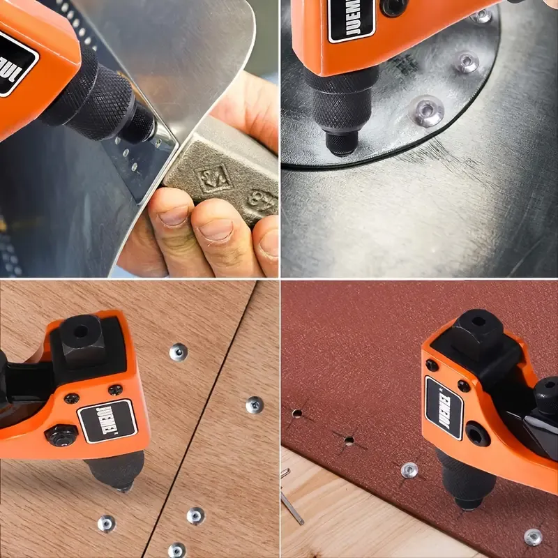 Rivet Gun With 80Pcs Rivets, Manual Rivet Gun Kit With 4 Changeable Rivet Heads, Heavy Duty Single Hand Riveter For Plastic, Metal, Leather