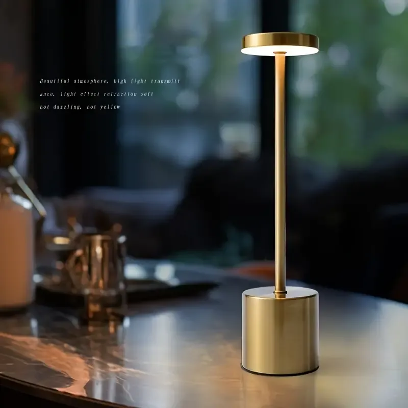 Modern Creative Metal Decorative Desk Lamp, Touch Control LED Table Lamp with Dimmable 3-Color Lighting, USB Charging, Perfect for Bedroom, Living Room, Office, and Home Decor - Solid Color, Polished Finish, Aluminum Base, Adjustable Lighting