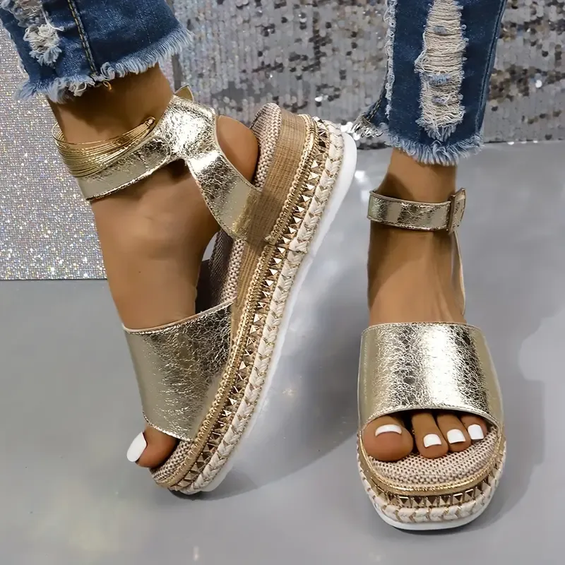 Women's Summer Wedge Sandals, Ankle Buckle Buckle Fashionable Comfortable Soft Sole, Comfort Slingback Vacation Shoes