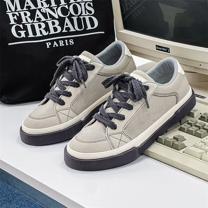 Men's trendy shoes, summer breathable canvas shoes, versatile flat sports and casual sneakers