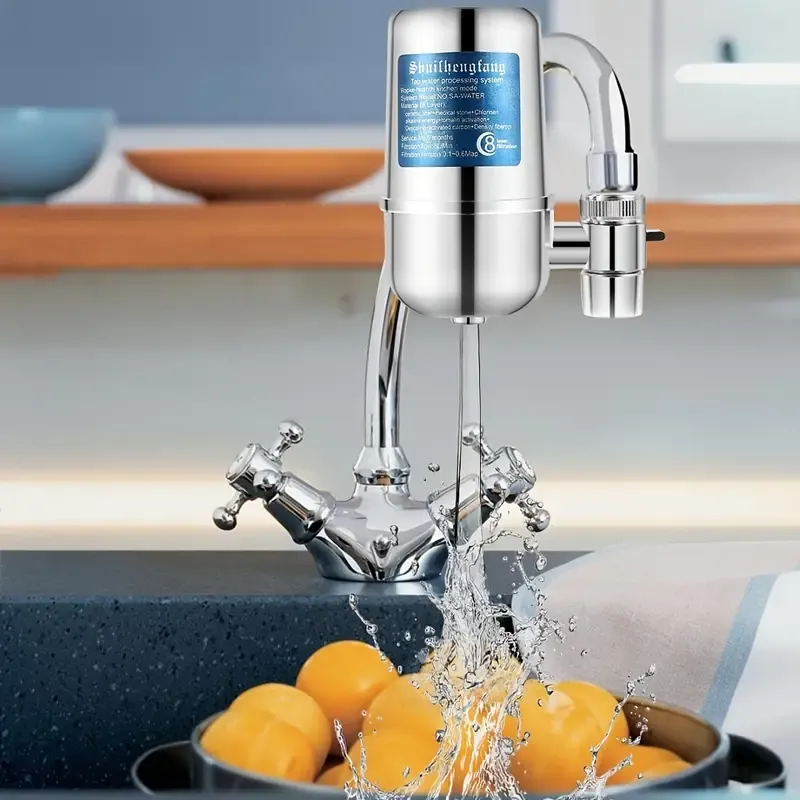 1pc Kitchen Faucet Water Filter - Electroplated, No Power Needed, Chlorine Reduction for Home & Dining