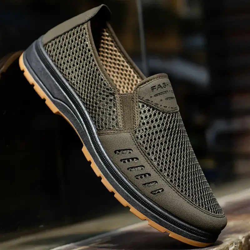 Men's Non Slip Durable Breathable Slip On Walking Shoes, Spring And Summer Comfy Sneakers