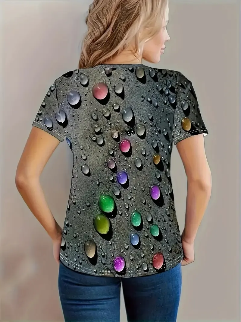 Water Drop Print Crew Neck T-Shirt