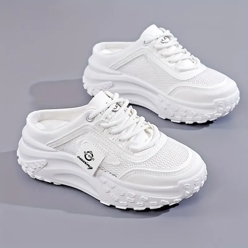 Women's Fashion Platform Slippers, Casual Mesh Sandals, Versatile Thick Sole Flats, Breathable Summer Outdoor Shoes