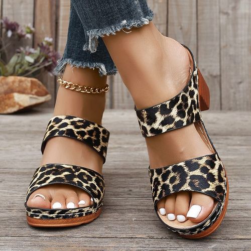 Stylish Leopard Print Chunky Heel
