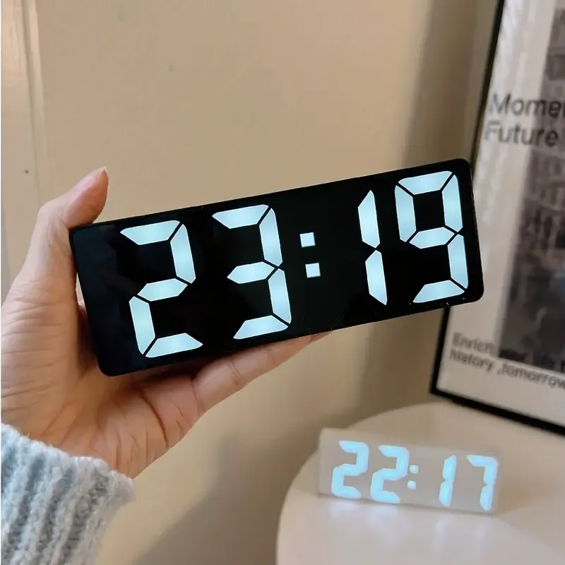 🔥🔥Hot Sale Promotion -1pc Latest Digital Clock, LED Alarm Clock For Bedroom, Electronic Desktop Clock With Temperature Display, Adjustable Brightness, 24 Hours, Hour Clock For Bedroom (No Battery And Adapter)