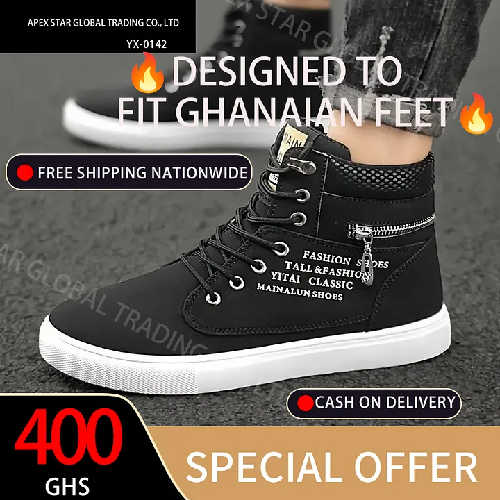 MAINALUN Men's High-Top Sneakers - Casual & Sporty, Non-Slip Skate Shoes for All Seasons, Durable Faux Leather with Comfortable Fabric Lining