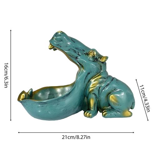 Resin Hippopotamus Statue with Large Mouth Fruit Tray - Collectible Figurines for Indoor and Outdoor Use - Key Bowl, Outdoor Decor, Table Art Decoration - No Electricity Required