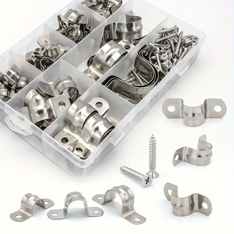 160PCS Stainless Steel U-Shaped Pipe Clamps Set